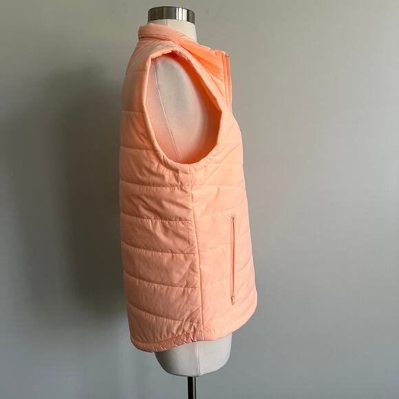 DKNY Sport Puffer Vest Full Zip Peach Belini with Pockets Activewear Medium NWT - Picture 4 of 7